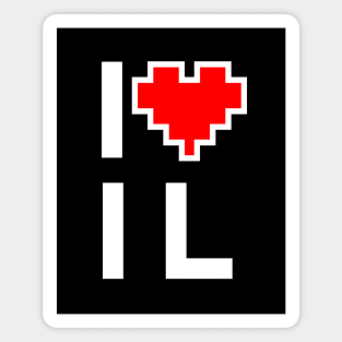 I Love IL - Pixel heart for Illinois gamer Magnet